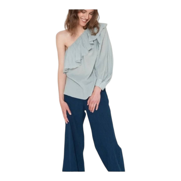 APIECE APART ONE SHOULDER RUFFLE TOP size 0 xs - Picture 2 of 10